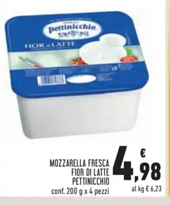 Conad Mozzarella Fresca Fior Di Latte Pettinicchio conf. 200g x 4 pezzi offerta