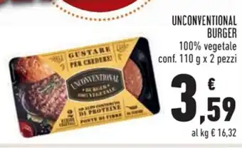 Conad Unconventional Burger 100% vegetale conf. 110g x 2 pezzi offerta