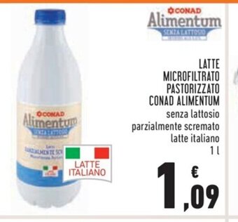 Conad Latte Microfiltrato Pastorizzato Conad Alimentum senza lattosio parzialmente scremato latte italiano 1 l offerta