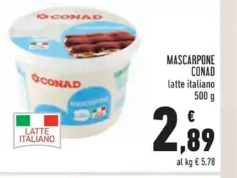 Conad Mascarpone Conad latte italiano 500g offerta