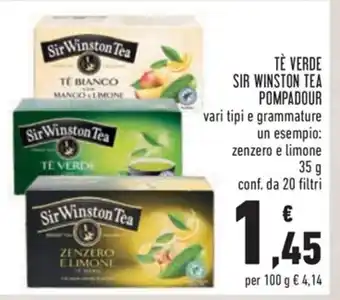 Conad Sir Winston Tea Pompadour Tè Verde 35g offerta