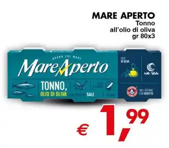Mercati Alimentari Mare Aperto Tonno all'ollo di oliva gr 80x3 offerta