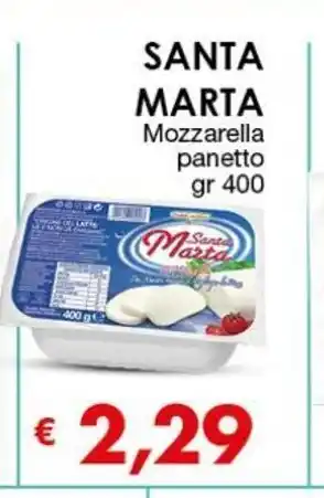 Mercati Alimentari Santa Marta Mozzarella panetto gr 400 offerta
