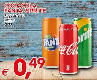 Coca Cola Fanta/Sprite Regular/Zero Lattine cl 33