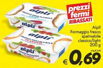 Iper Super Conveniente Alplì Formaggio fresco spalmabile classico/light 200 g offerta
