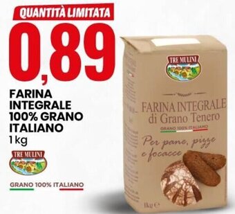 Eurospin Farina Integrale 100% Grano Italiano 1 kg offerta