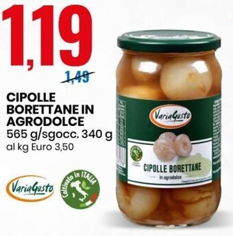 Eurospin Cipolle Borettane In Agrodolce 565 g/Sgocc. 340 g offerta