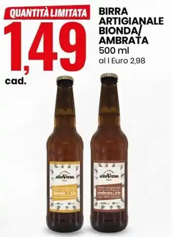 Eurospin Birra Artiginale Bionda/Ambrata 500 ml offerta