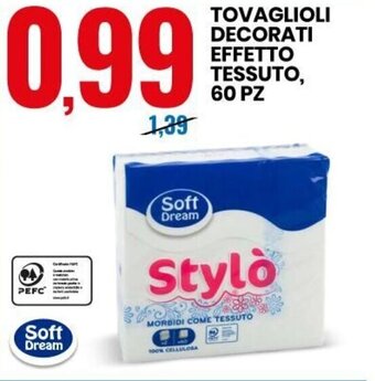 Eurospin Tovaglioli Decorati Effetto Tessuto, 60 pz offerta