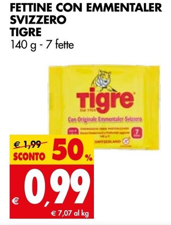 Tigros Fettine Con Emmentaler Svizzero Tigre 140g - 7 fette offerta