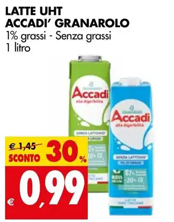 Tigros Latte UHT Accadi' Granarolo 1L offerta