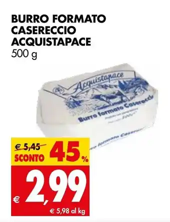 Tigros Burro Formato Casereccio Acquistapace 500g offerta