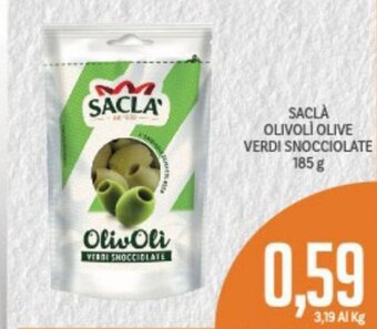 Supermercati Piccolo Saclà Olivolì Olive Verdi Snocciolate 185 g offerta