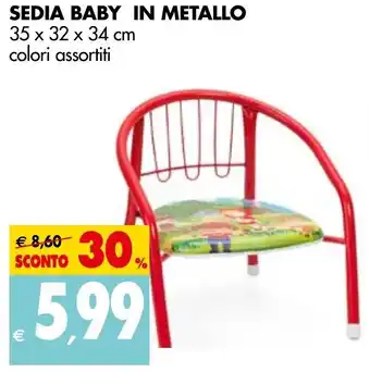 Tigros Sedia Baby In Metallo 35x32x34cm offerta
