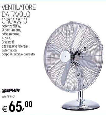 Zephir Ventilatore da Tavolo Cromato