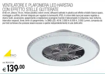 Brico OK Ventilarore e Plafoniera LED Harstad con Effetto Stelle Glitterate offerta