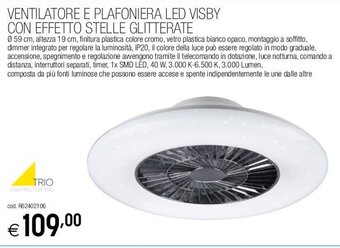 Brico OK Ventilarore e Plafoniera LED Visby con Effetto Stelle Glitterate offerta