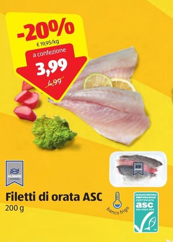 ALDI Almare Filetti Di Orata ASC 200g offerta