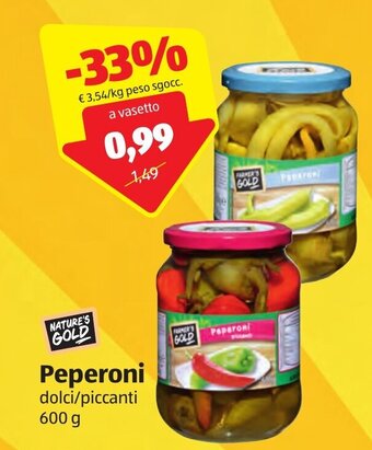 ALDI Nature's Gold Peperoni dolci/piccanti 600 g offerta
