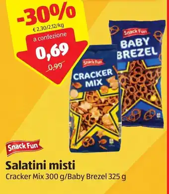 ALDI Snack Fun Salatini misti Cracker Mix 300 g/Baby Brezel 325 g offerta