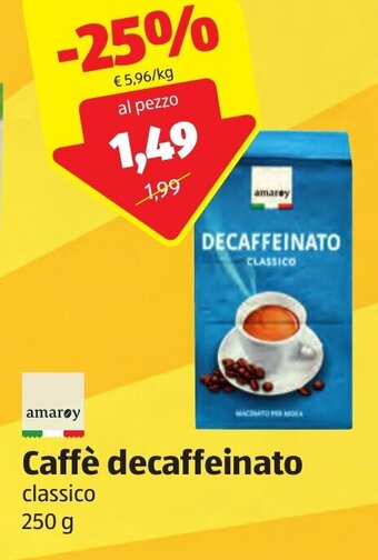 ALDI Amaroy Caffè decaffeinato classico 250 g offerta