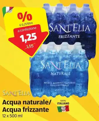 ALDI Sant'Elia Acqua naturale/Acqua frizzante 12x500 ml offerta