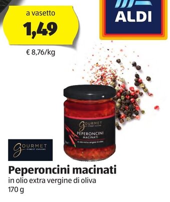 ALDI Gourmet Finest Cuisine Peperoncini macinati in olio extra vergine di oliva 170 g offerta