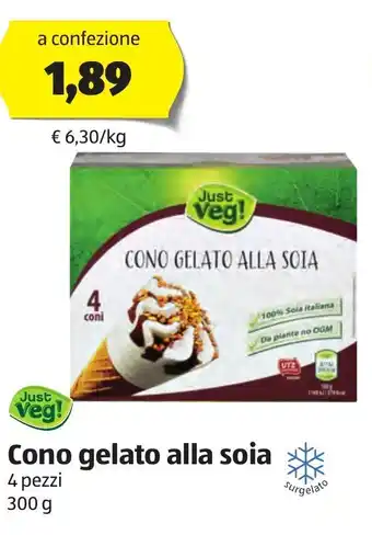 ALDI Just Veg! Cono gelato alla soia 4 pezzi 300 g offerta