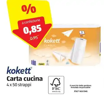 ALDI Kokett Carta cucina 4x50 strappi offerta