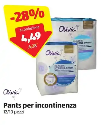 ALDI Olivia Pants per incontinenza 12/10 pezzi offerta
