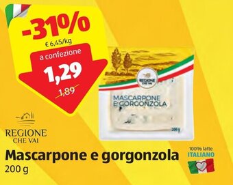 ALDI Regione Che Vai Mascarpone e gorgonzola 200 g offerta