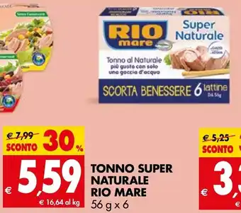 Tigros Tono Super Naturale Rio Mare 56g x 6 offerta