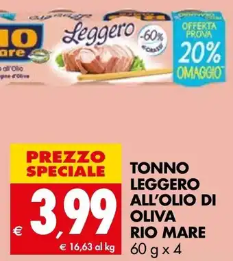 Tigros Tonno Leggero All'olio Di Oliva Rio Mare 60g x 4 offerta