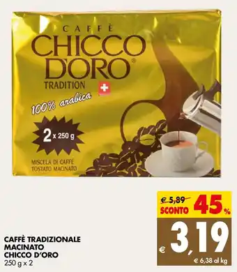 Tigros Caffe Tradizionale Macinato Chicco D'Oro 250g offerta