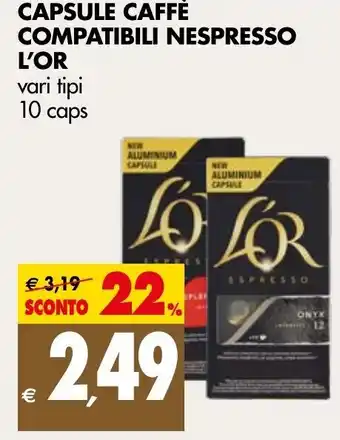Tigros Capsule Caffe Compatibili Nespresso L'Or 10 caps offerta