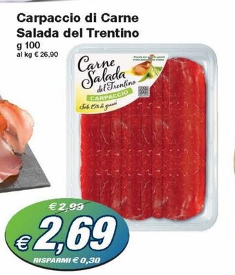 Prix Quality Carpaccio di Carne Salada del Trentino 100g offerta