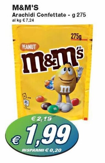 Prix Quality M&M's Arachidi Confettate 275g offerta
