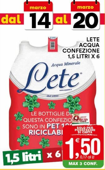 Lete Acqua Confezione 1,5 litri x 6