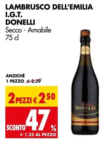 Tigros Lambrusco Dell'Emilia Donelli 75cl offerta