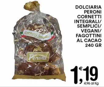 Gecop Dolciaria Peroni Cornetti Integrali/Semplici/Vegani/Fagottini Al Cacao 240 gr offerta