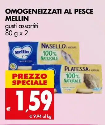 Tigros Omogeneizzati Al Pesce Mellin 80g x 2 offerta