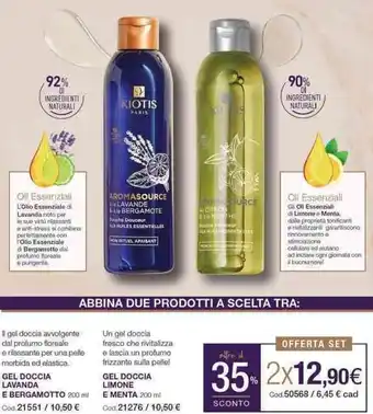 Kiotis Gel Doccia Lavanda E Bergamotto 200 ml + Gel Doccia Limone E Menta 200 ml