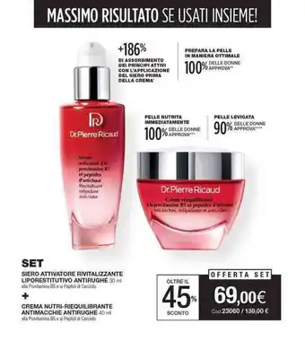 Dr. Pierre Ricaud Set Siero Attivatore Rivitalizzante Liporestitutivo Antirughe 30 ml + Crema Nutri-Riequilibrante 40 ml