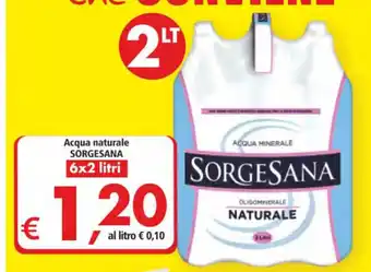 Alter Discount Sorgesana Acqua naturale 6 x 2 litri offerta
