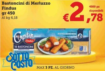 MAX Supermercati Findus Bastoncini di Merluzzo gr 450 offerta