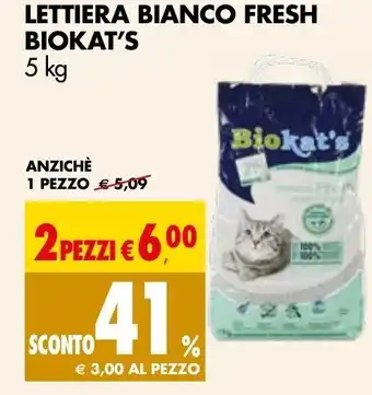 Tigros Lettiera Bianco Fresh Biokat's 5kg offerta