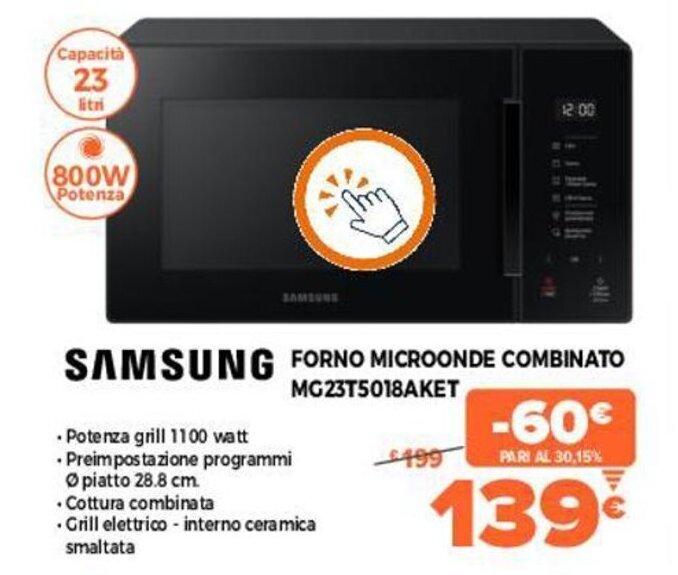 Samsung Forno Microonde Combinato MG23T5018AKET offerta di Expert Di Lella