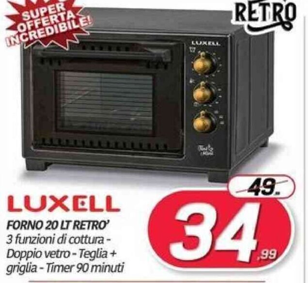 Luxell Forno 20 lt Retro' offerta di Telitaly