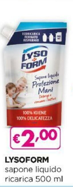 Acqua & Sapone Lysoform Sapone liquido ricarica 500 ml offerta