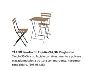 IKEA Tärnö tavolo con 2 sedie 55x54 cm offerta